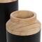Black Wood Colorblock Vase with Light Brown Wood Tops Set